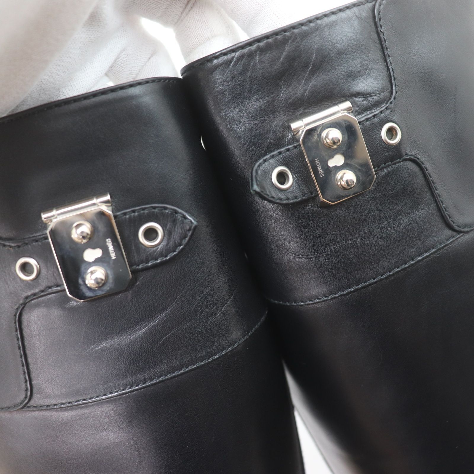 TORY BURCH トリーバーチ ゴールドロゴプレート レザーロングブーツ