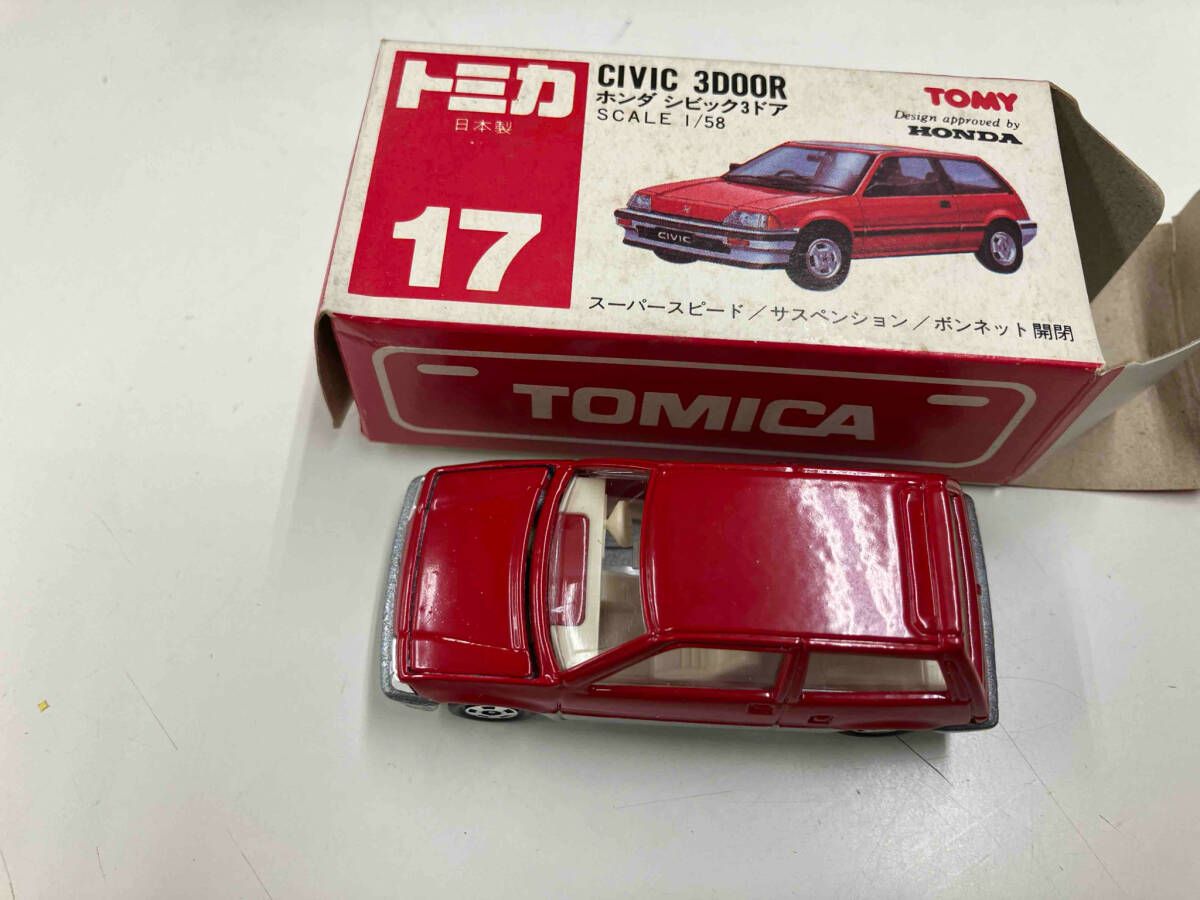 トミカ/ ホンダシビック3ドア/赤 内装グレー 1H/「28 CABIN」 ミニカーショップ ケンボックス トミカ 赤箱(日本製)☆17-5-9
