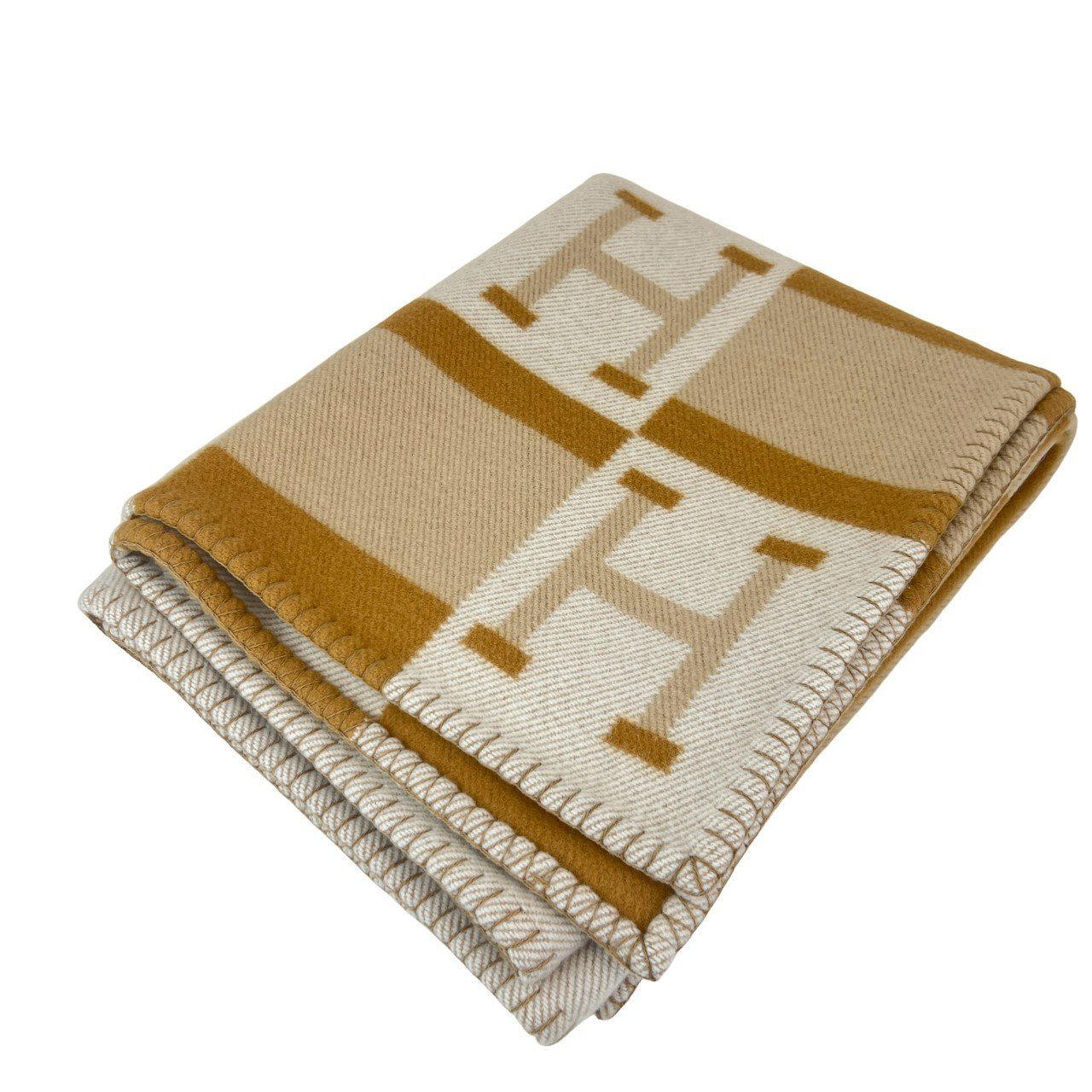 HERMES エルメス Plaid jacquard avalon bayadere プレード ジャカード ブレ カシミア ブランケット