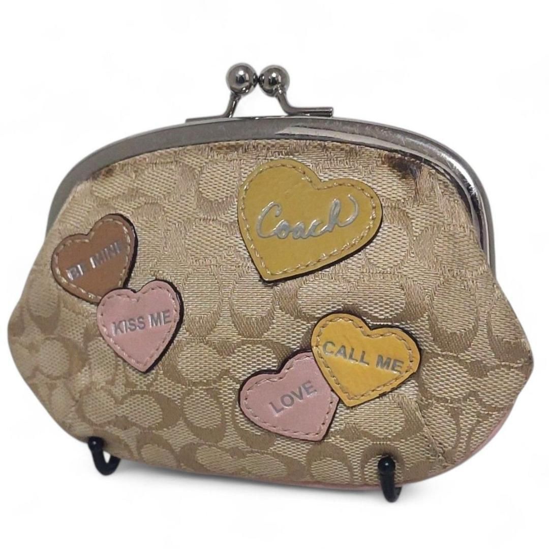 良品 COACH コーチ コインケース 小銭入れ がま口 アップリケ 