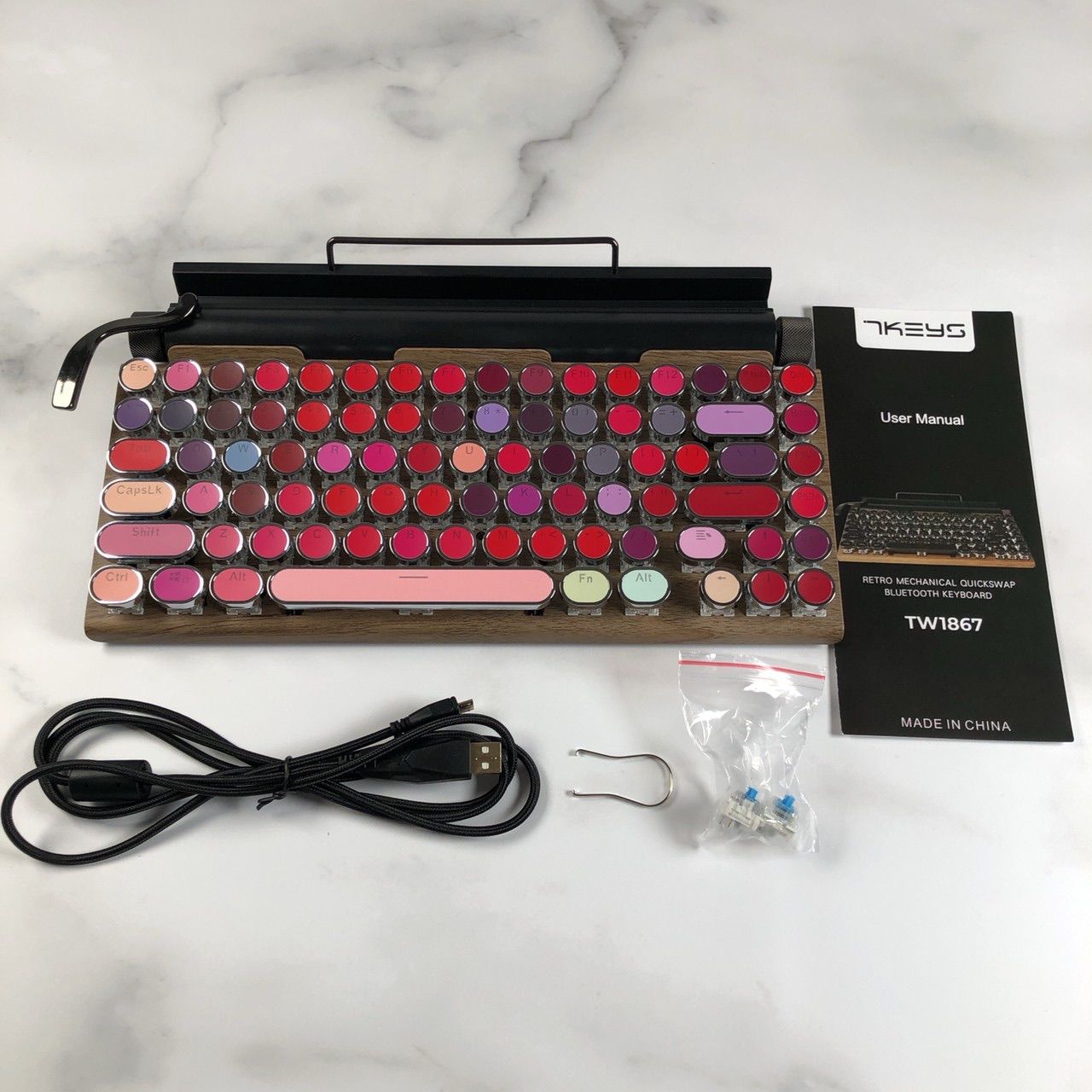 タイプライター型 レトロ メカニカルキーボード LEDバックライト