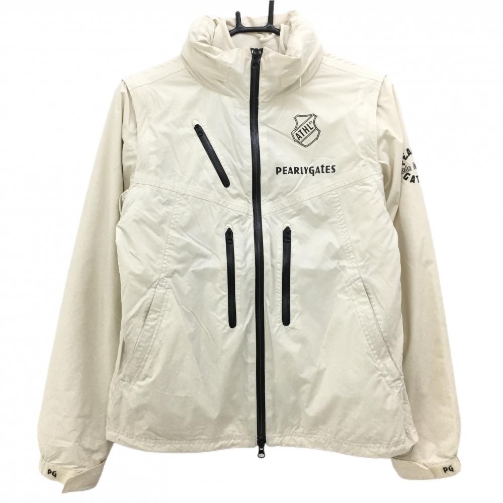 パーリーゲイツ ライナー付きジャケット アイボリー×黒 フード収納 フリース 袖着脱可  レディース 1(M) ゴルフウェア PEARLY GATES