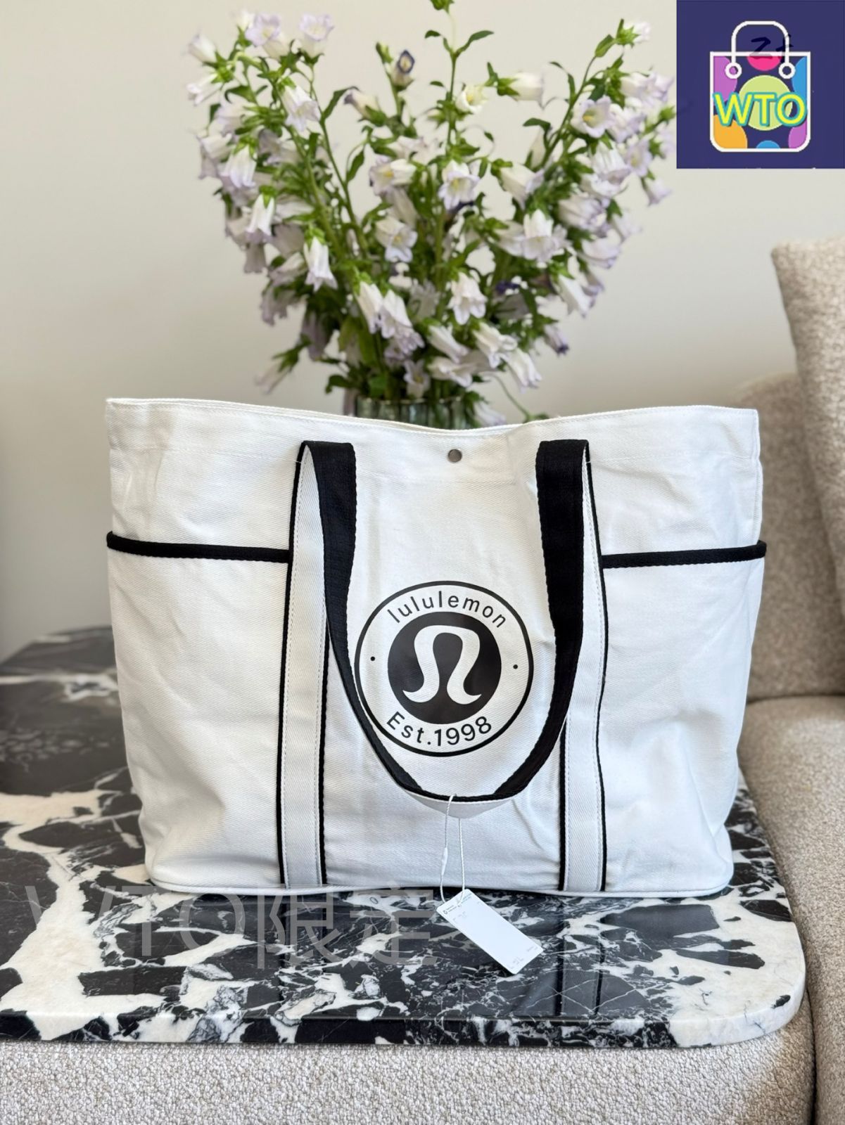大容量♪【lululemon】キャンバストートバッグ〈ロゴ入り〉 すぐ届く】lululemon キャンバストートバッグ 20L ロゴ 直営店