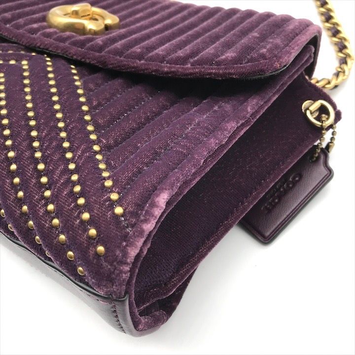 美品 COACH コーチ パーカー18 ベロア チェーン ショルダー バッグ  