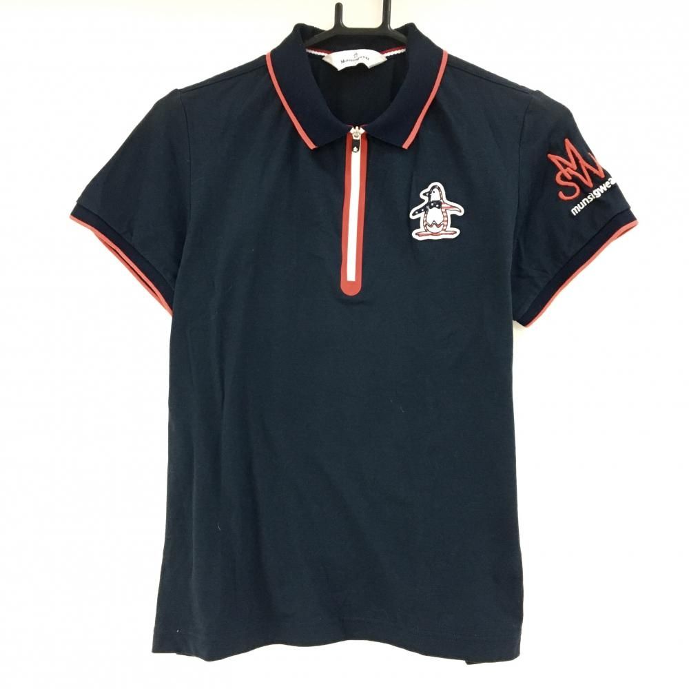 【FILA】ゴルフウェア　シャツ　半袖　ネイビー　ワッペン　L　美品 y2k 超美品マンシングウェア 半袖ポロシャツ ネイビー×レッド ハーフ