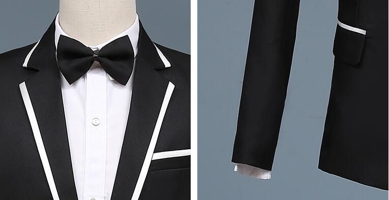 上質 2点セット ホワイト(白)+黒ライン 2色の展開スーツ メンズ スーツ 