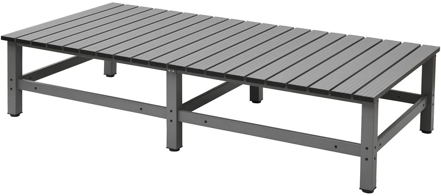 アルミワイド縁台 幅180×奥行90×高さ40 cm アルミデッキ 脚部アジャスタ調整 DXB-180 グレー