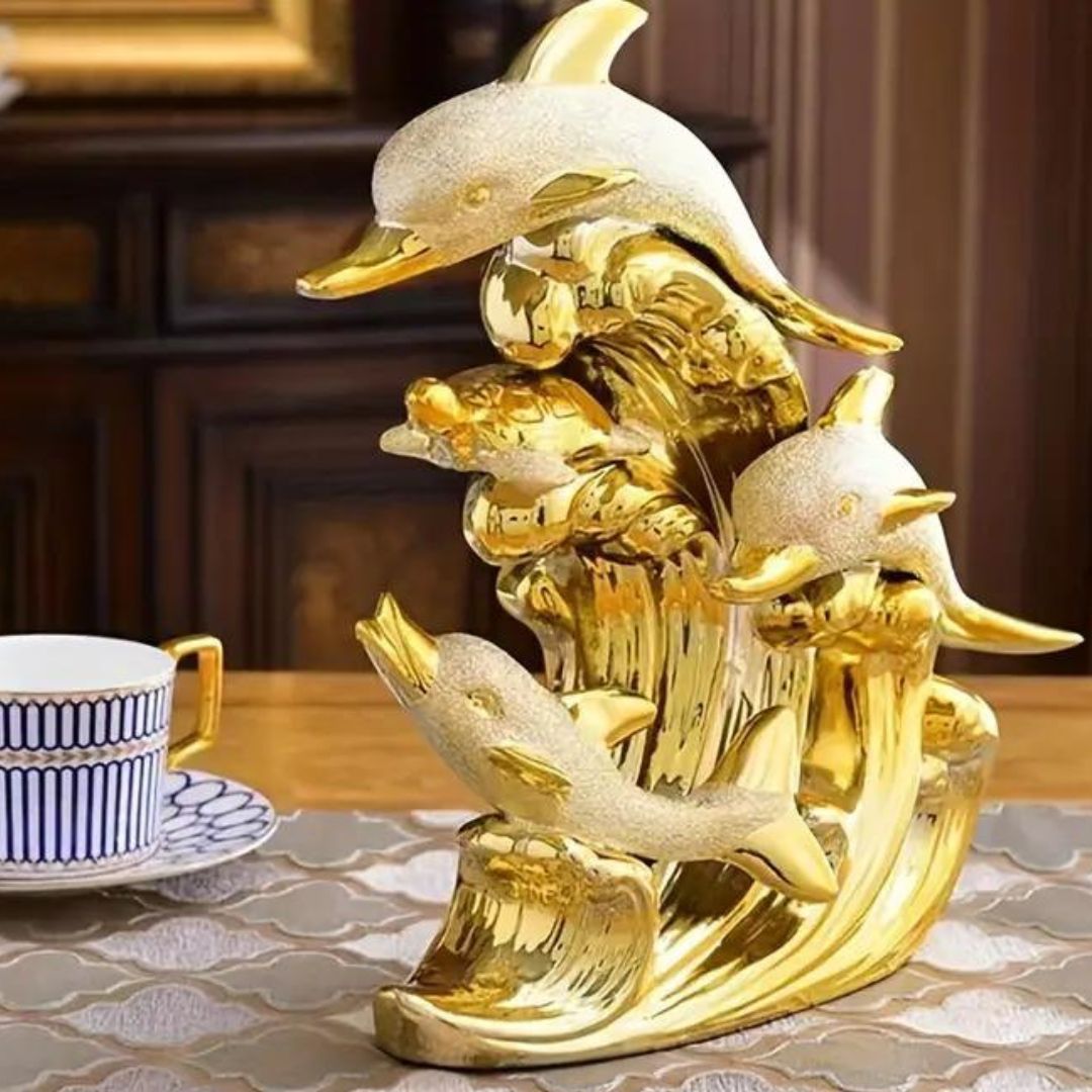 置物 かわいい イルカ オブジェ 海 動物 ゴールド 金色 エレガント 上品 ゴージャス おしゃれ インテリア 装飾 飾り インテリア雑貨 贈り物 プレゼント 玄関 リビング 4-7
