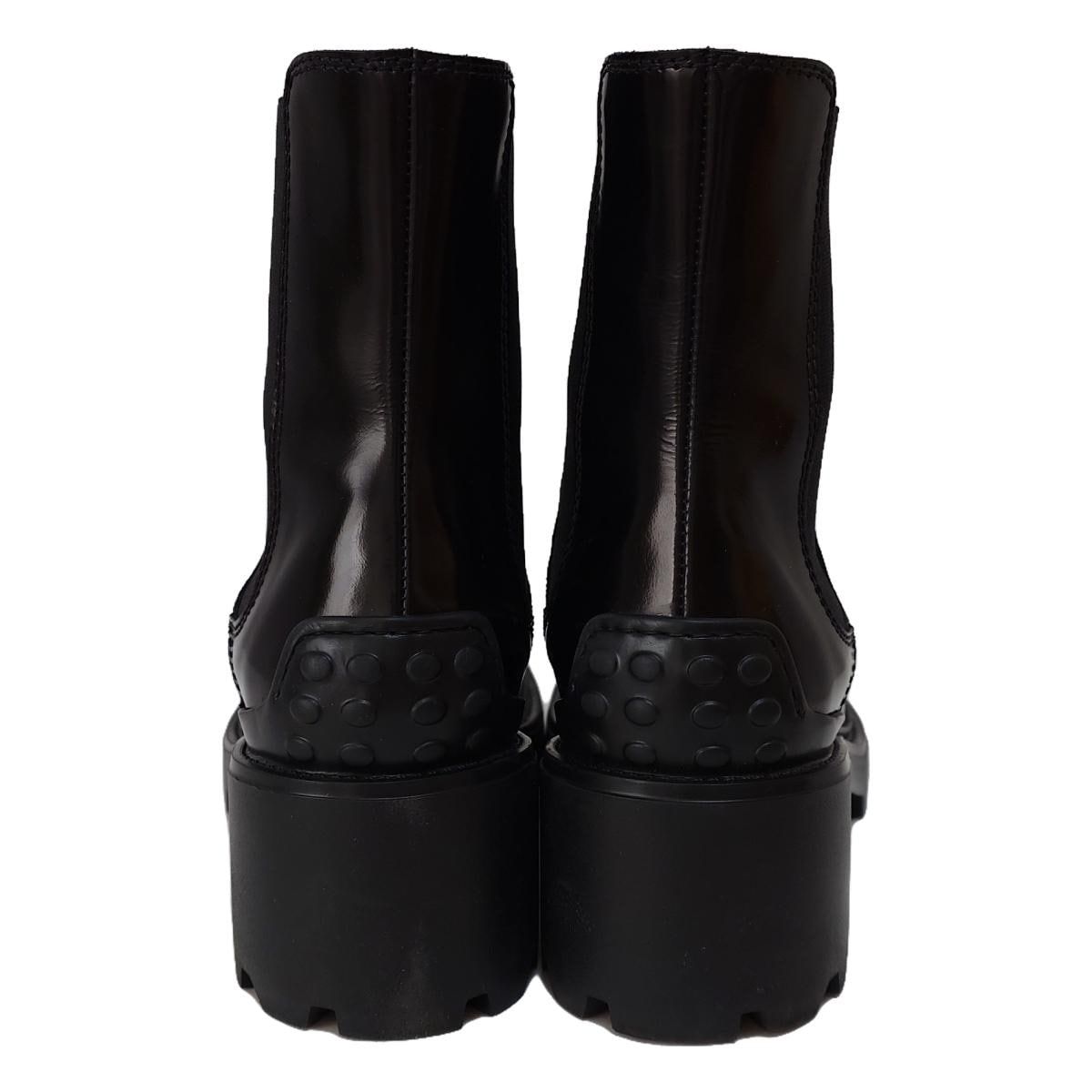 TOD S トッズ ショートブーツ 38 レディース レザーアンクルブーツ XXW08D0EA10AKTB999 黒 チェルシーブーツ|サイドゴア レザー KIN-KAAI_COM