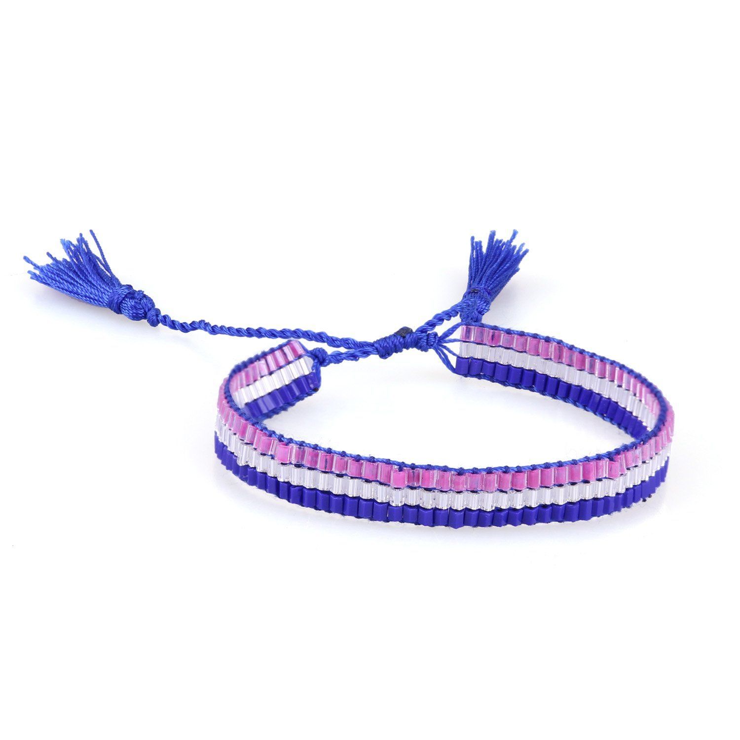 数量 KELITCHブルークリスタルビーズラップブレスレット天然レザーハンドメイドストランドチャームガールズジュエリー 紫色 ダークブルー