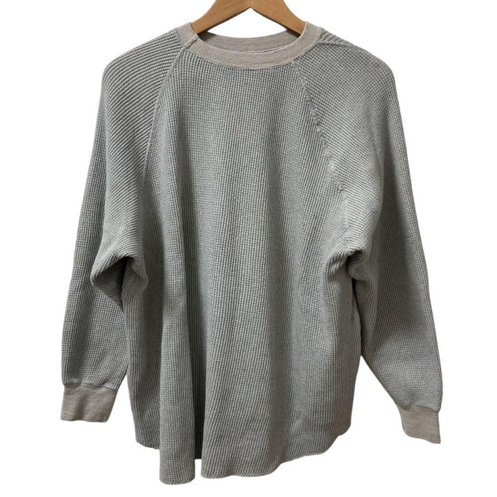 24AW nest Robe UpcycleLino ネストローブ アップサイクルリノ BASIC デニム混ワッフルプルオーバー 600244-7083 サイズ1 グレー メンズ レディース 古着