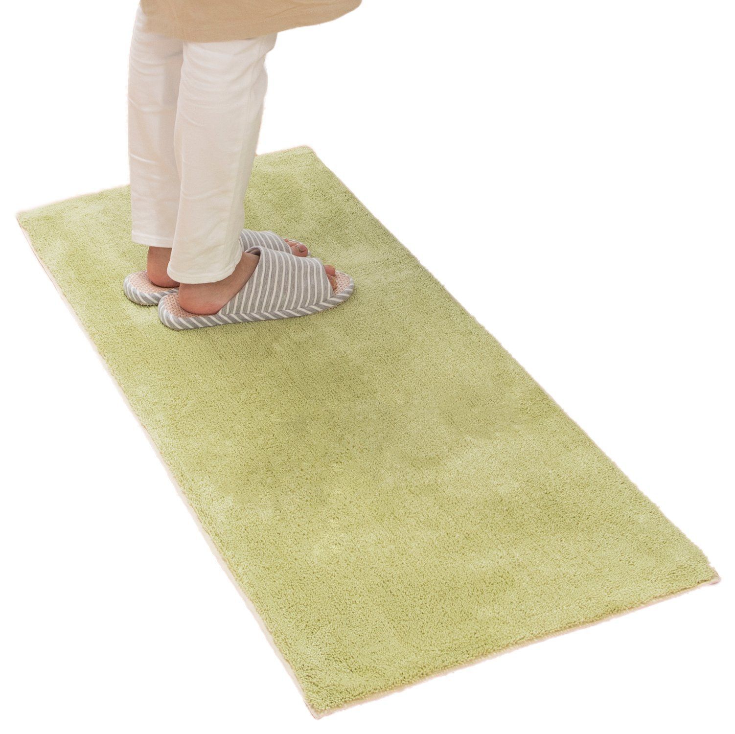【在庫セール】約50cm×120cm グリーン ロングマット (キッチンマットや玄関マット、リビングマットなど多目的に) 乾度良好Dナチュレ オカ