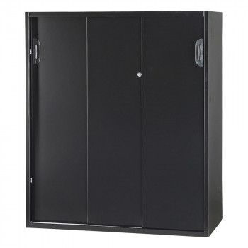豊國工業 壁面収納庫深型3枚引違い 下置 ブラック HOS-HKS3DX-B CN-10色 ブラック