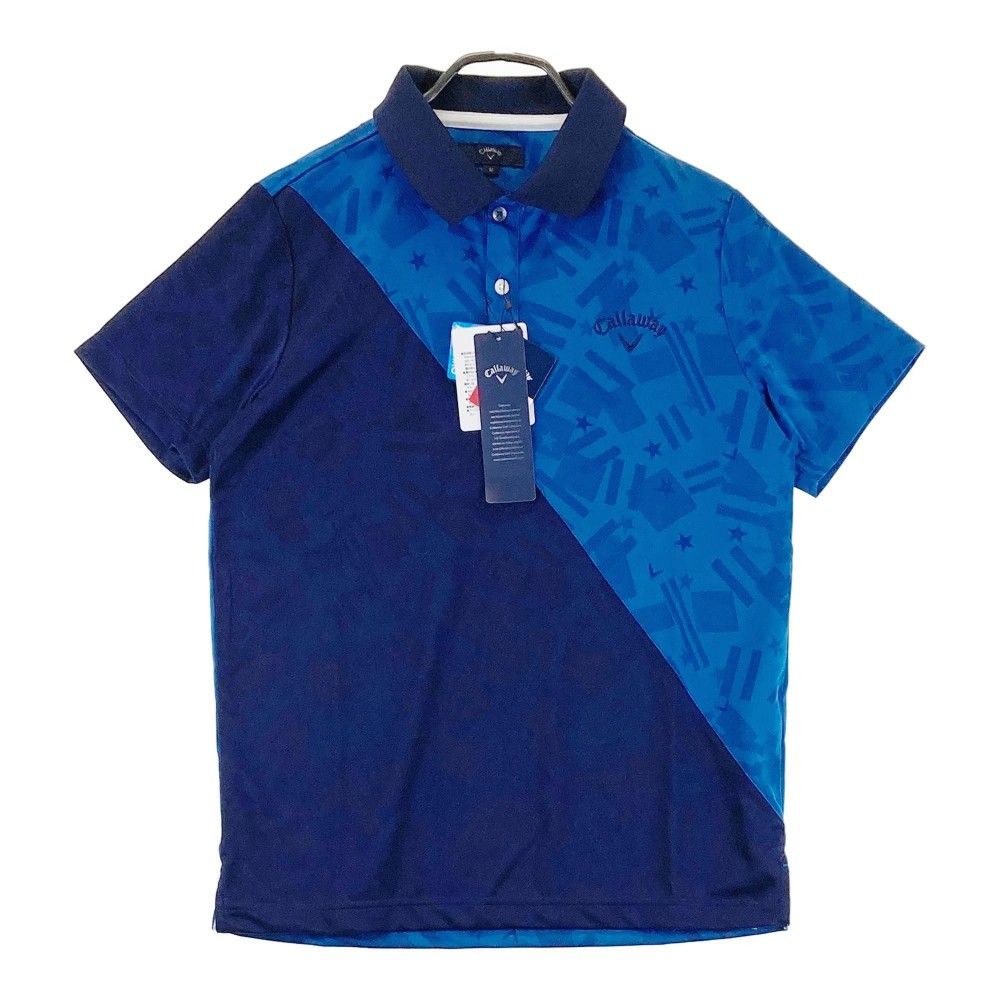 サイズ M CALLAWAY キャロウェイ 241-9151410 半袖ポロシャツ 総柄 ネイビー系 240101437437 ゴルフウェア メンズ ストスト