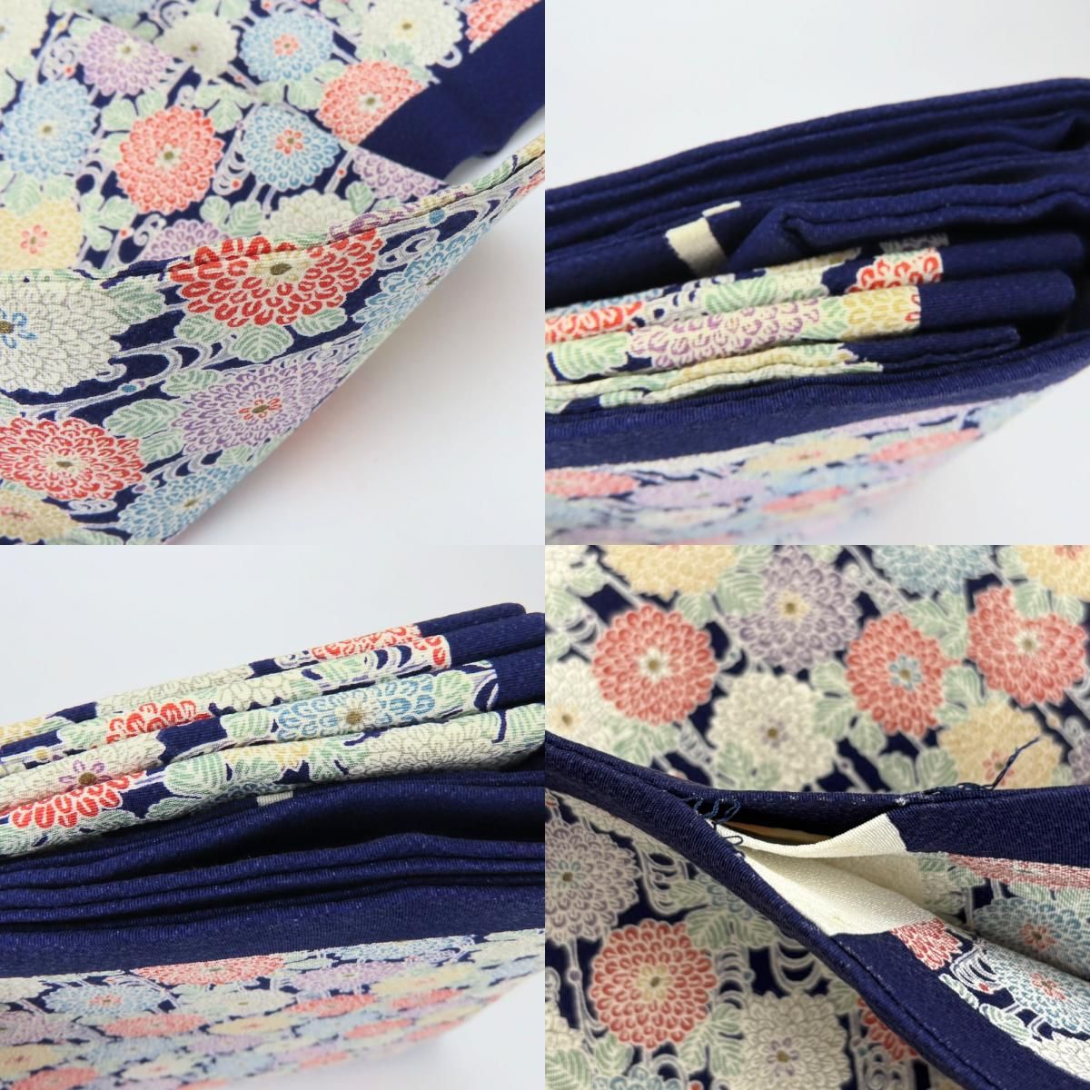 中古】 名古屋帯 全通柄 正絹(金銀糸除く) ネイビー マルチ