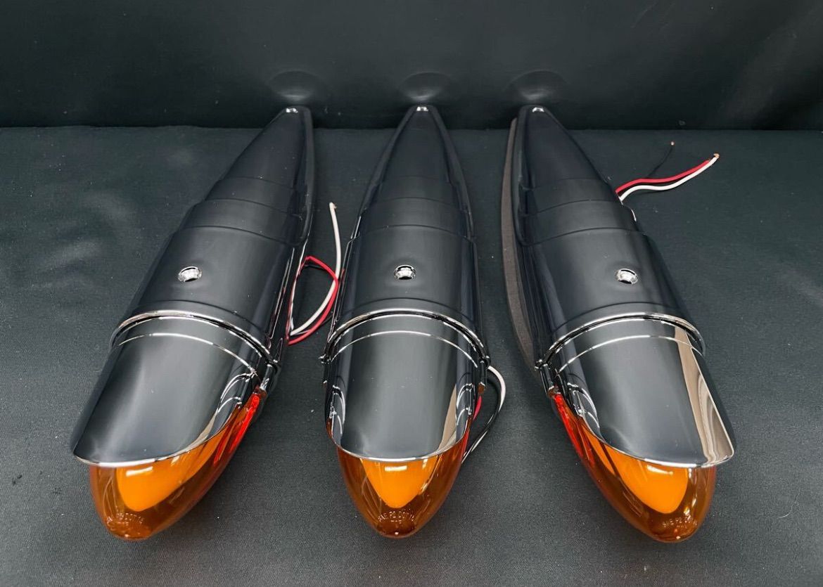 バイザー付き 3個 アンバー ロケットマーカー LEDバレットマーカー 