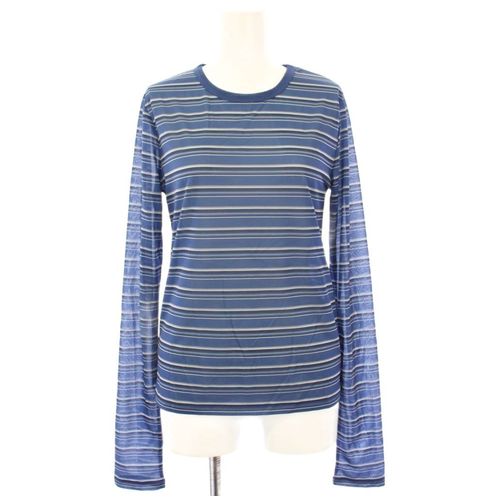 ＊St.cecilia＊白✕ネイビー 長袖ボーダーカットソー FREE レディース 長袖ボーダー柄クルーネックロングTシャツ（Tシャツ