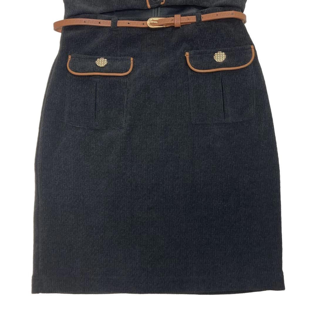 パイピングノースリーブベルトミニキャバドレス ローブドフルール