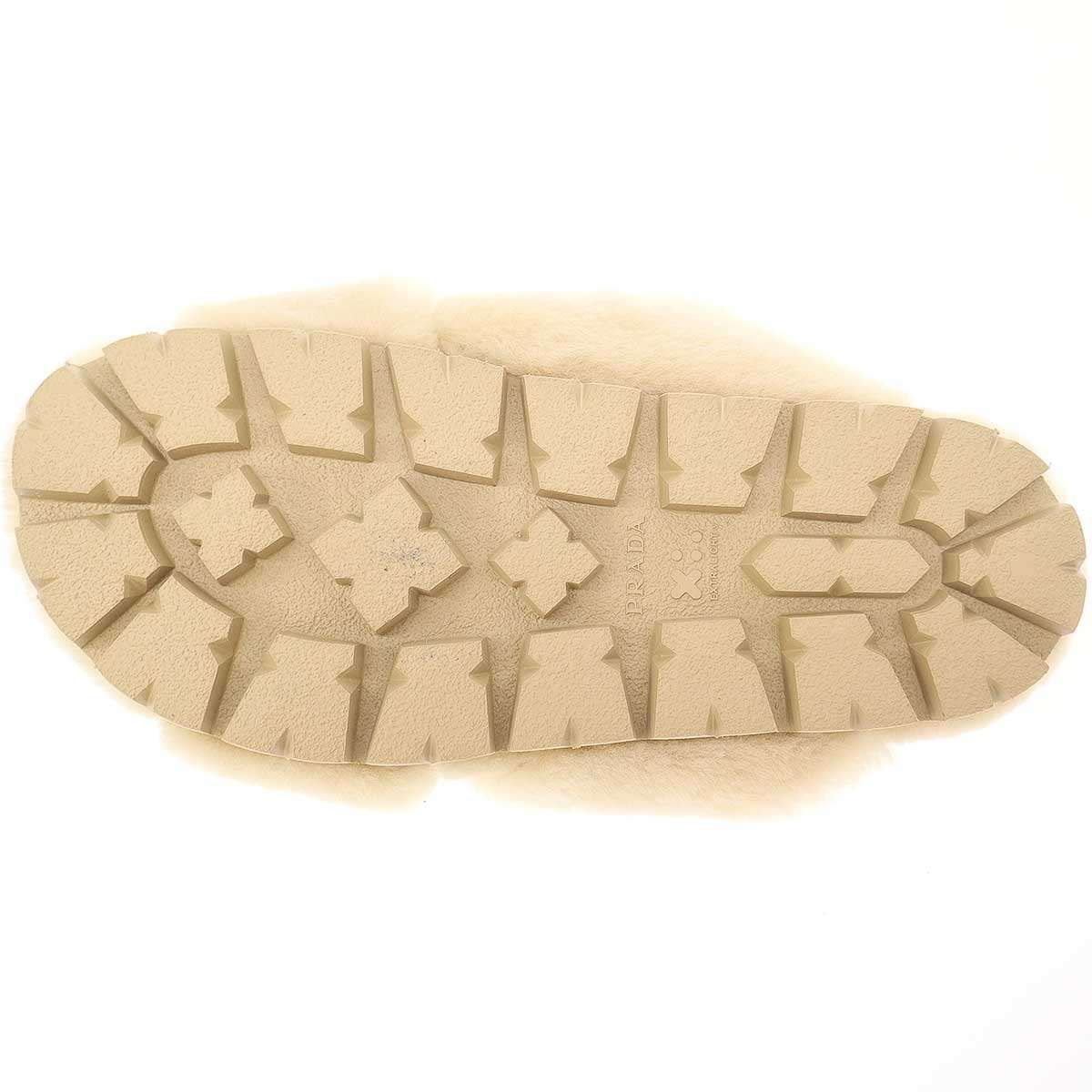 PRADA プラダ ロゴプレート シープファーサンダル ベージュ 36 - メルカリ