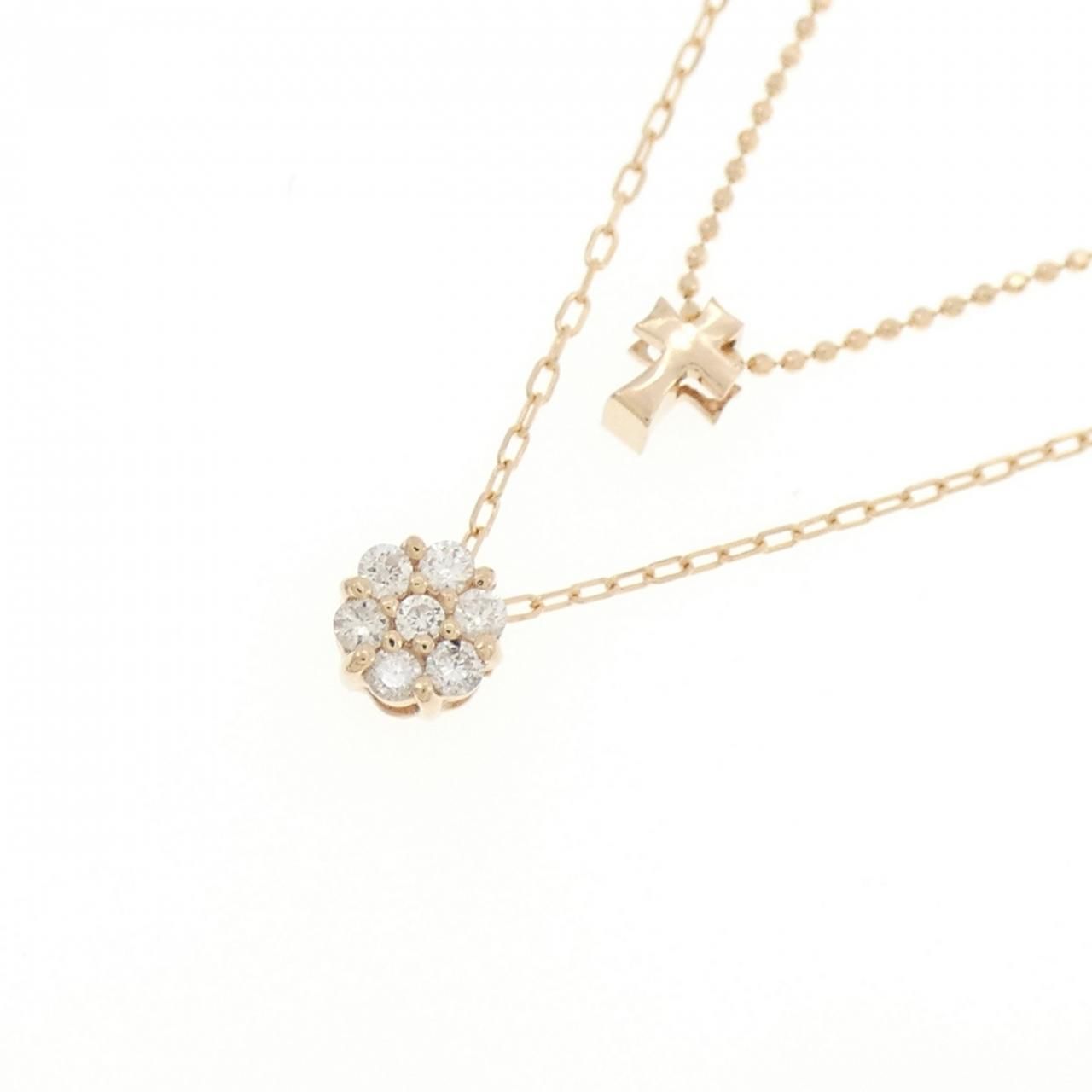 新品】K18PG フラワー×クロス ダイヤモンド ネックレス 0.08CT - メルカリ 