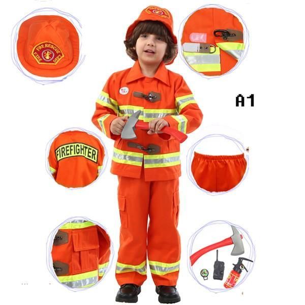 ハロウィン 消防士 子供衣装 変装 コスチューム 消防服 消防隊員 男の子 消防士小物付き Cosplay コスプレ衣装 舞台衣装 キッズ用 パーティ