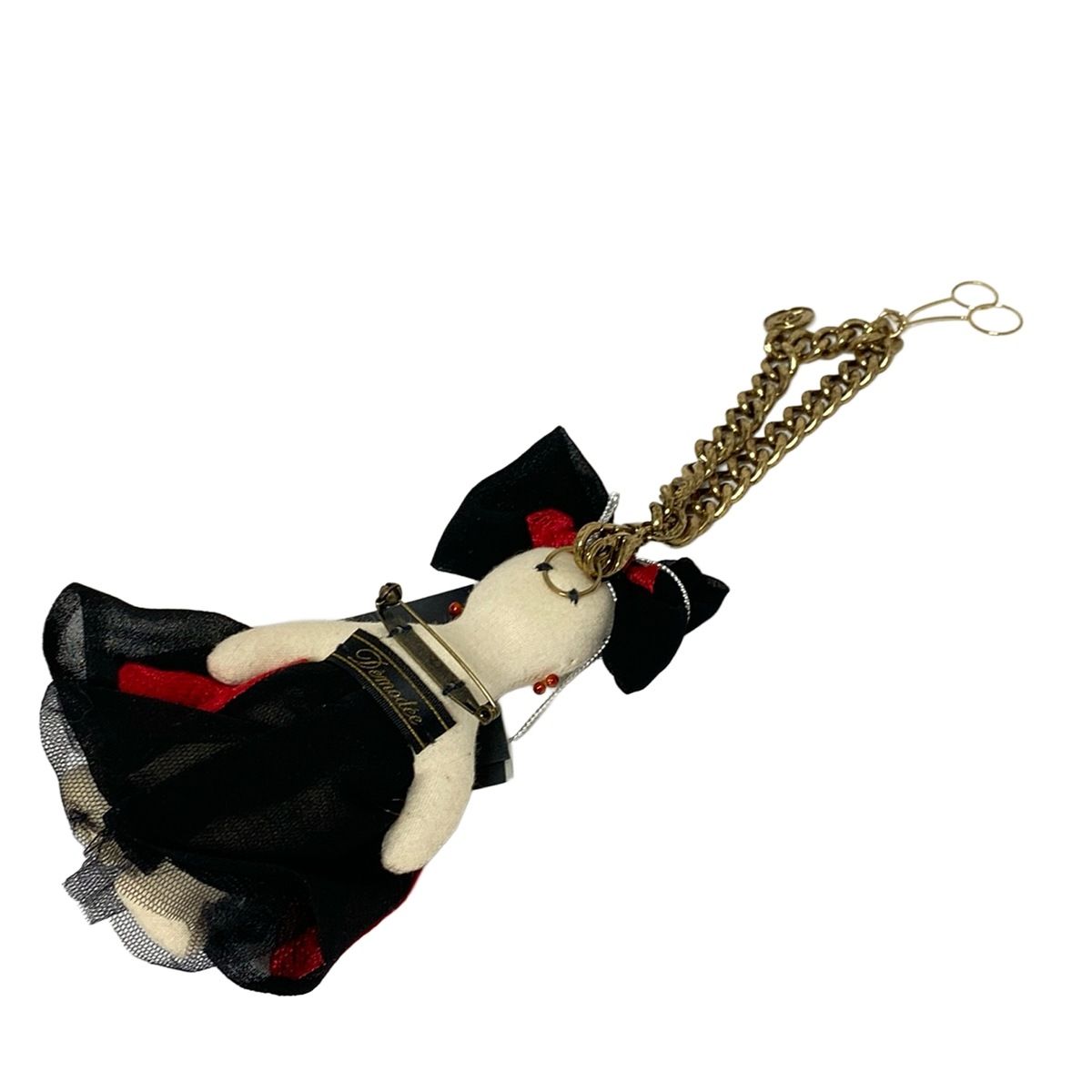 Demodee(デモデ) キーホルダー(チャーム) アイボリー×黒×レッド リボン  