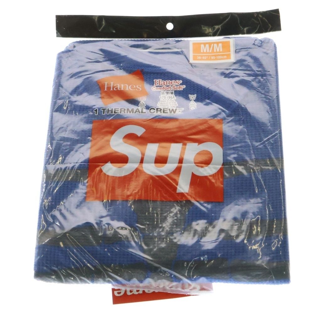 SUPREME シュプリーム 23AW ×Hanes Bones Thermal Crew ヘインズ ボーンプリント クルーネック サーマル ロングスリーブ 長袖Tシャツ カットソー ブルー