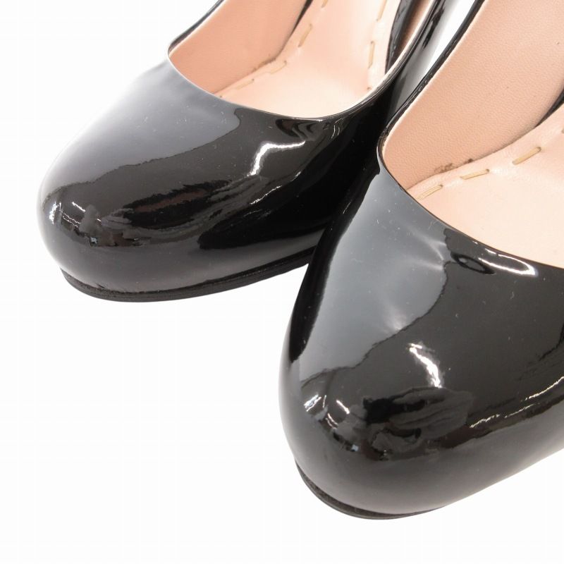 miumiuエナメルパンプス23.5cm MIU MIU - ミュウミュウ miu miu ビジュヒールパンプス ブラック