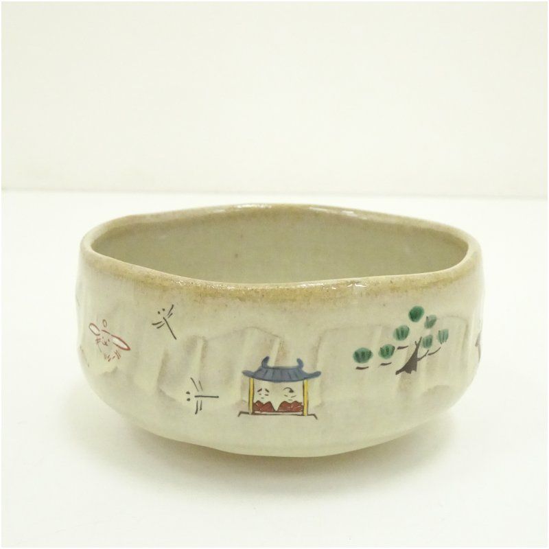 赤膚焼 大塩正人造 奈良絵旅茶碗 共箱 茶道 抹茶 おしゃれ 抹茶茶碗 抹茶碗 和食器 レトロ 茶器 骨董 茶わん 茶会 茶の湯