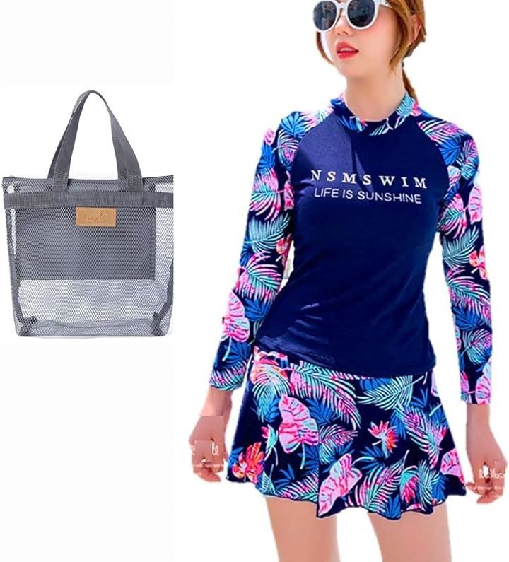 VanFROSTED ラッシュガード 水着 上下セット 長袖 レディース UVカット 水陸両用 ブルー L