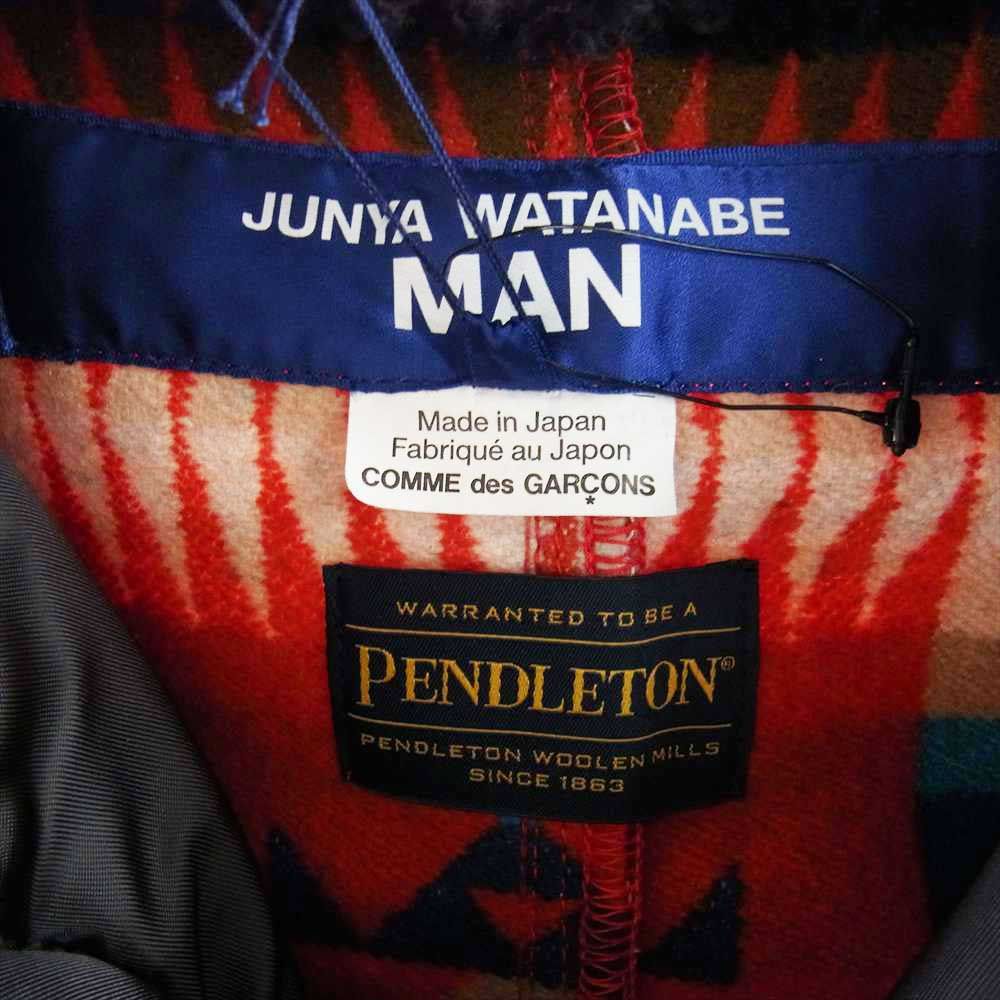 ジュンヤワタナベコムデギャルソンマン ミリタリージャケット Pendleton ペンドルトン 22AW WJ-021-051 ナイロンツイル  綿ウールジャガード Wネーム N-2B フライトジャケット ブラック系 オレンジ系 XS【中古】