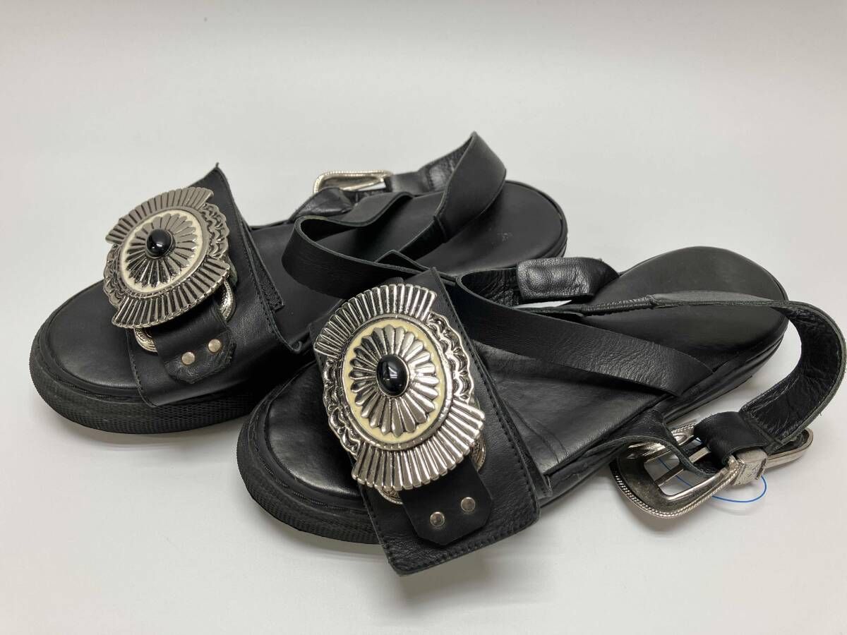 TOGA PULLA トーガプラ サンダル メタルサンダル ストラップサンダル ブラック レザー サイズ37