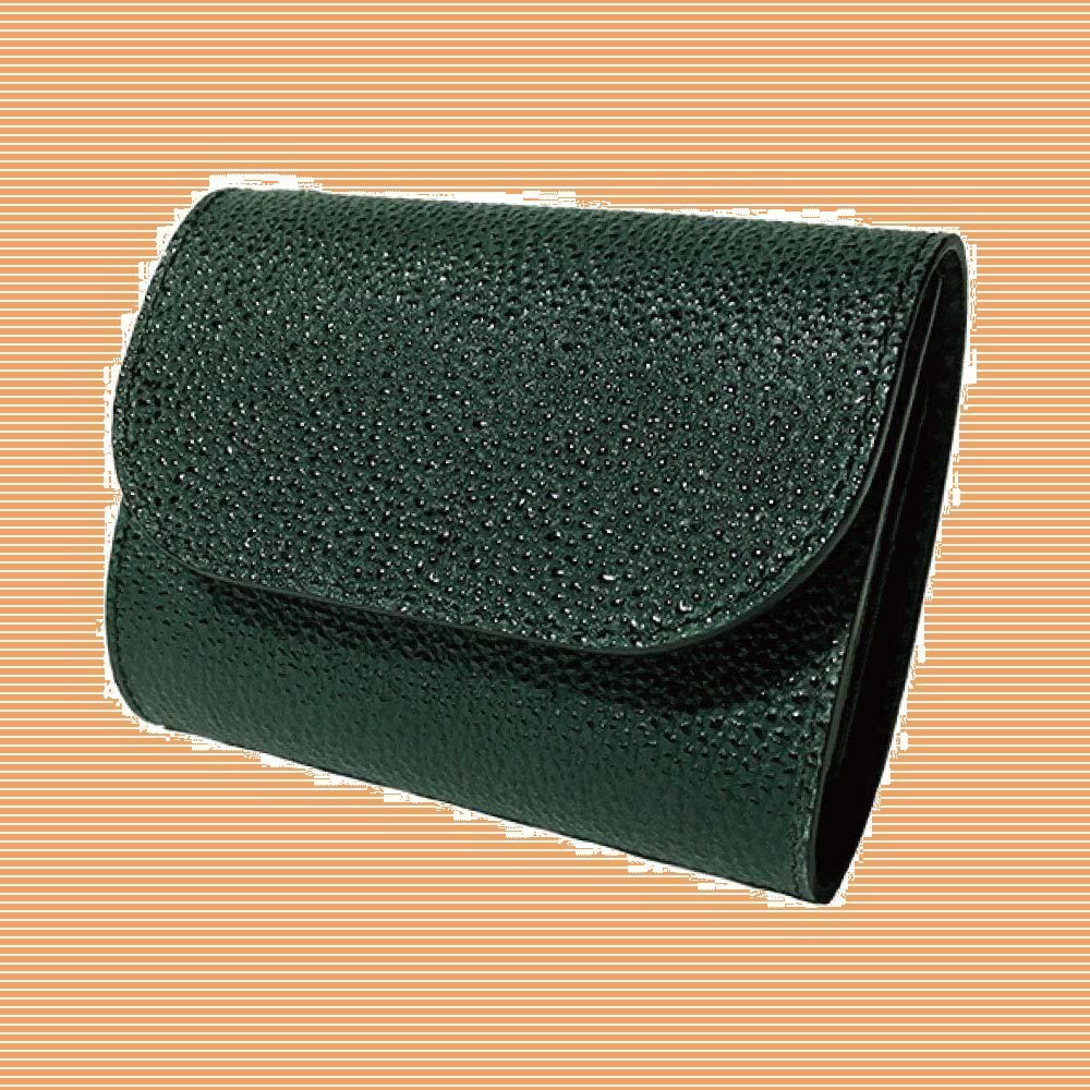 [COTOCUL] コトカル ミニ財布 本革 黒桟革 お札が折れない 二つ折り 小さい財布 レディース メンズ (緑) グリーン 緑色