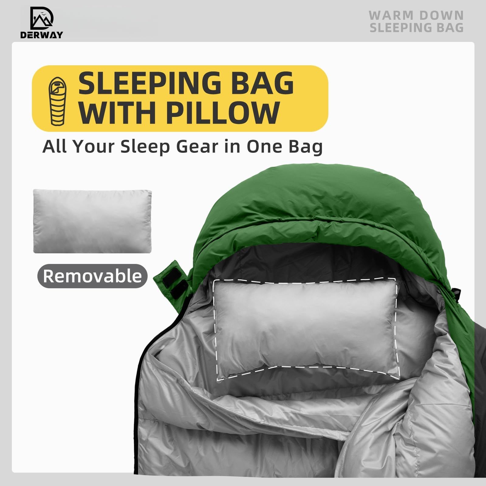 寝袋 ダウン コンパクト枕付き 220*80cm 封筒型超軽量小型パッケージ寝袋 680FP より軽くて暖かい 防災 キャンプ アウトドア 登山 車用 春 夏 秋 冬の4シーズンに適しています WWW_SKLAD-KIRPICHA_RU