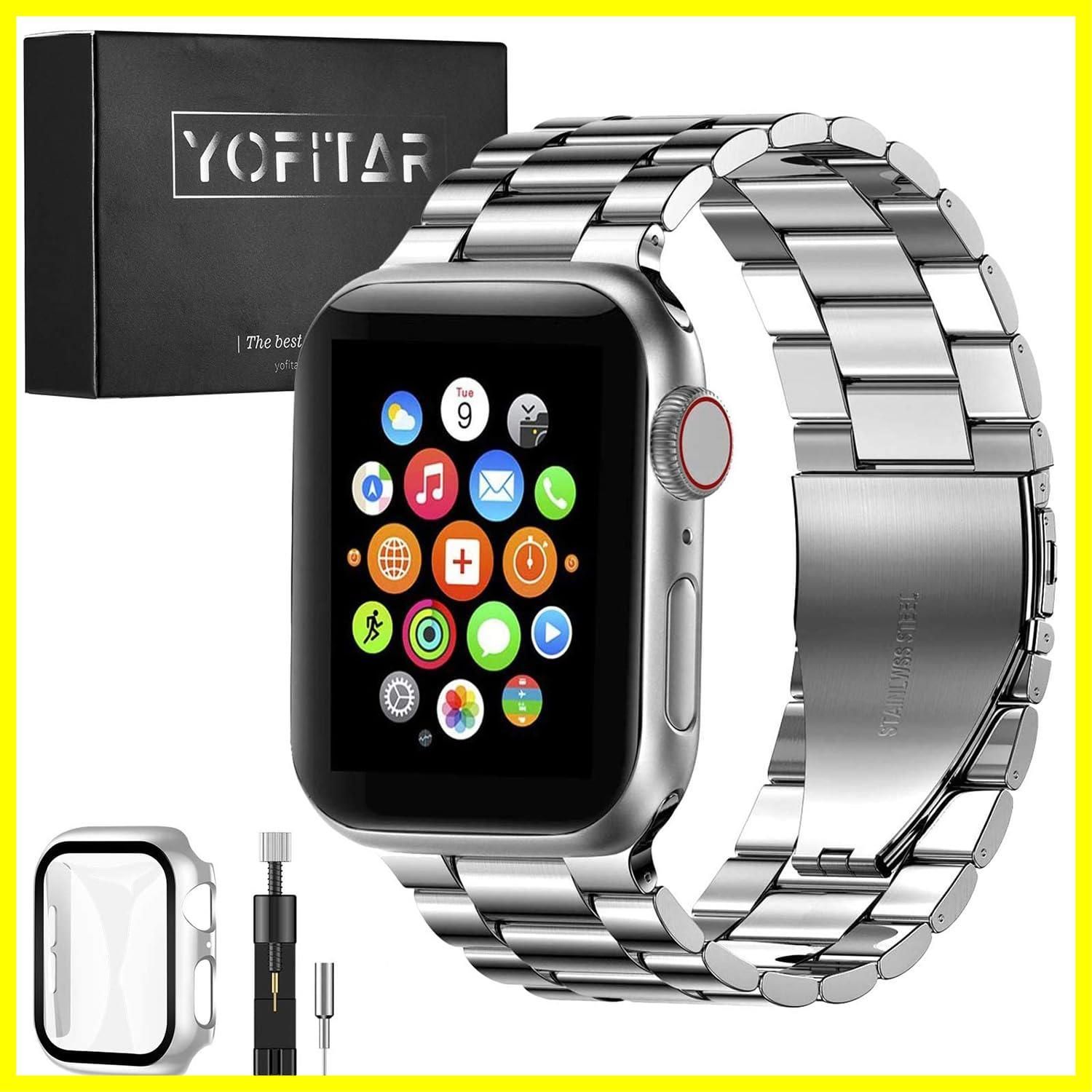 【在庫処分】Apple Watch Watch Ultra Apple 2/Ultra/10/9/8/7/SE2/6/SE/5/4/3/2/1対応 交換ベルト iWatch アップルウォッチ ステンレス製 バンド バンド Apple 保護ケース付き Watch