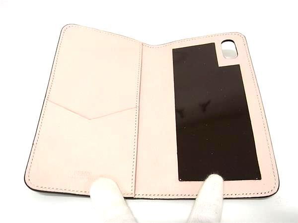 FENDI フェンディ iPhoneXカバー ケース ズッカ柄 手帳型 ピンク FENDI フェンディ iPhoneXカバー ケース ズッカ柄 手帳型 ピンク