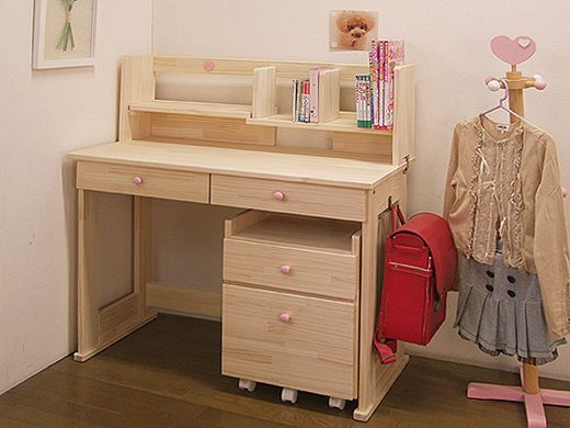 国産品 ハンドメイド学習机 ハート パイン材３点セット デスク 本立て ワゴン 勉強机 ランドセルラック 46日営業日以内の発送