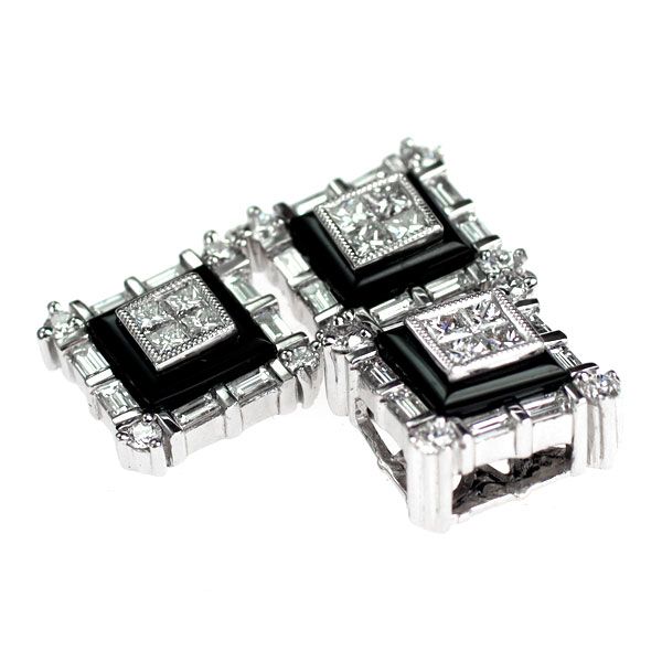 クイーン K18WG ダイヤモンド オニキス ペンダントトップ 1.50ct