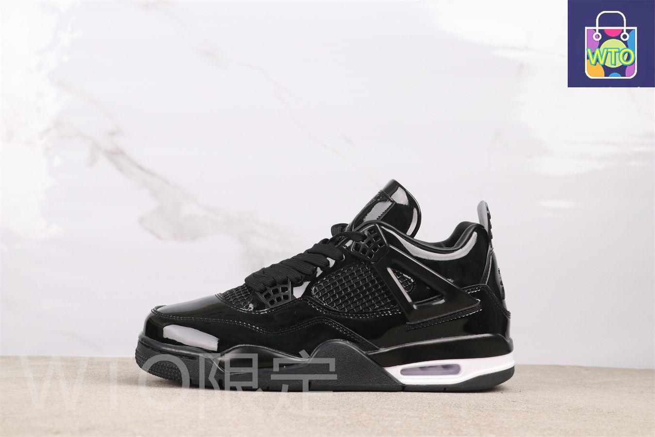 今日 Air Jordan エア ジョーダン AJ4 719864 - 010 ブラック ペイント レザー-WTO輸入2