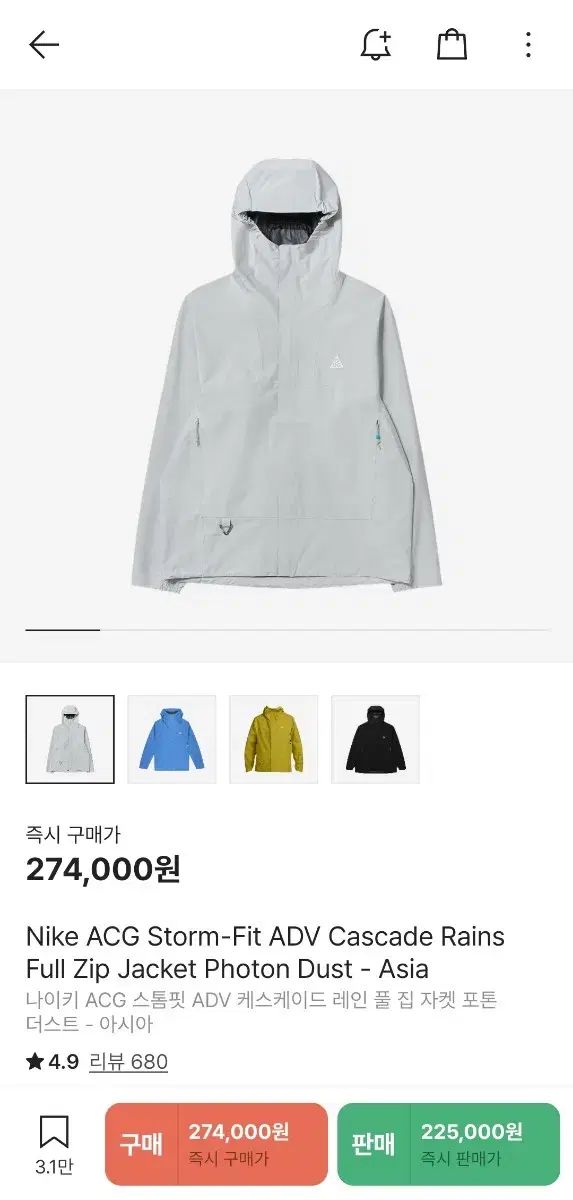 NIKE ナイキ acg STORM-FIT ストームフィット ADV レインジャケット XL