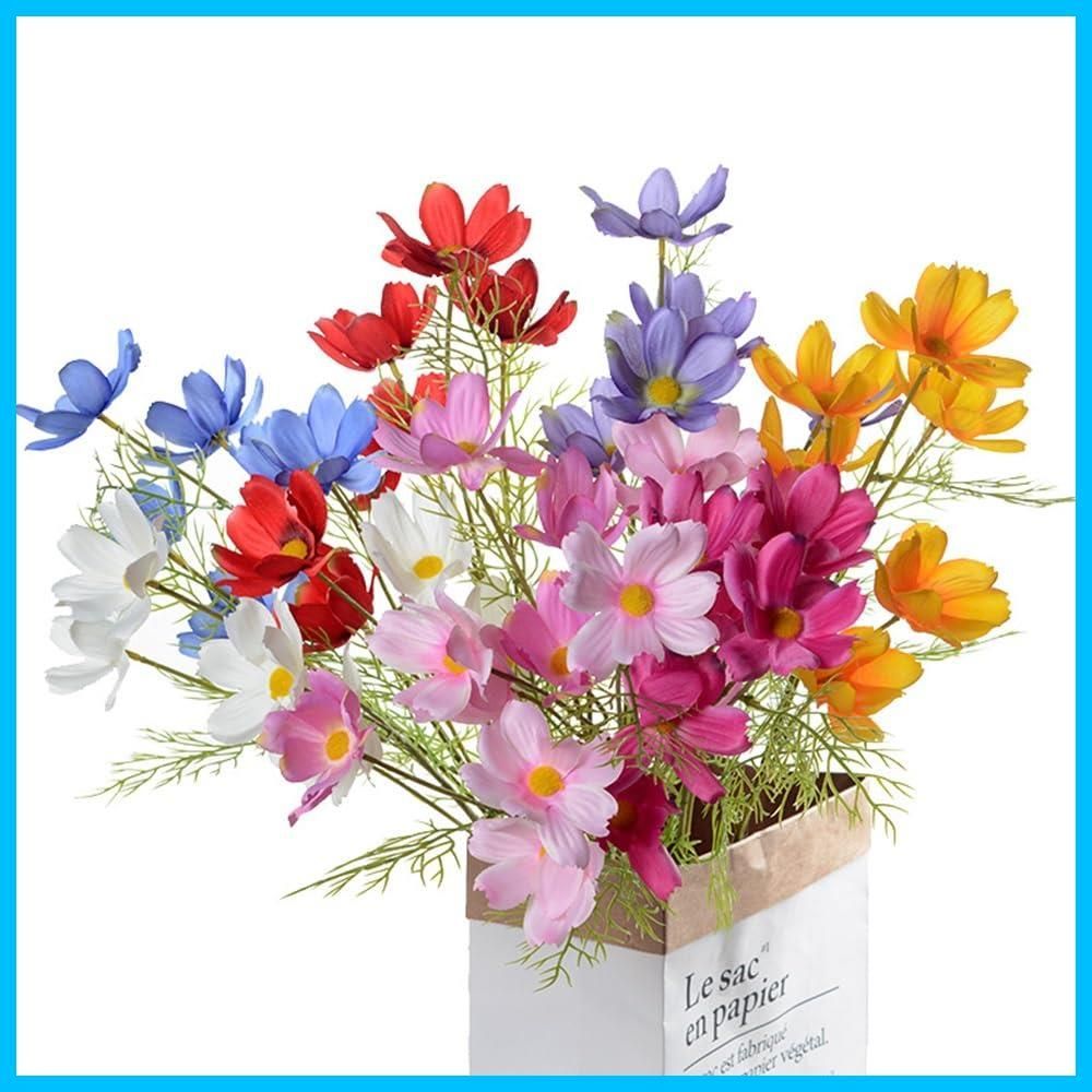 在庫 人工観葉植物 ガーベラ インテリア 絹花の花束 飾り花 フェイクフラワー シルク造花 写真道具 枯れない花 アートフラワー 結婚式 花束 おしゃれ 混色 人工花束 お見舞い 7本セット 造花 プレゼント コスモス siawade