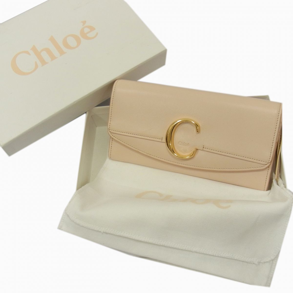 美品 定価7万◇CHLOE' Cバックル 長財布 ピンクベージュ 保存袋 箱付き クロエ レディース 人気モデル - メルカリ