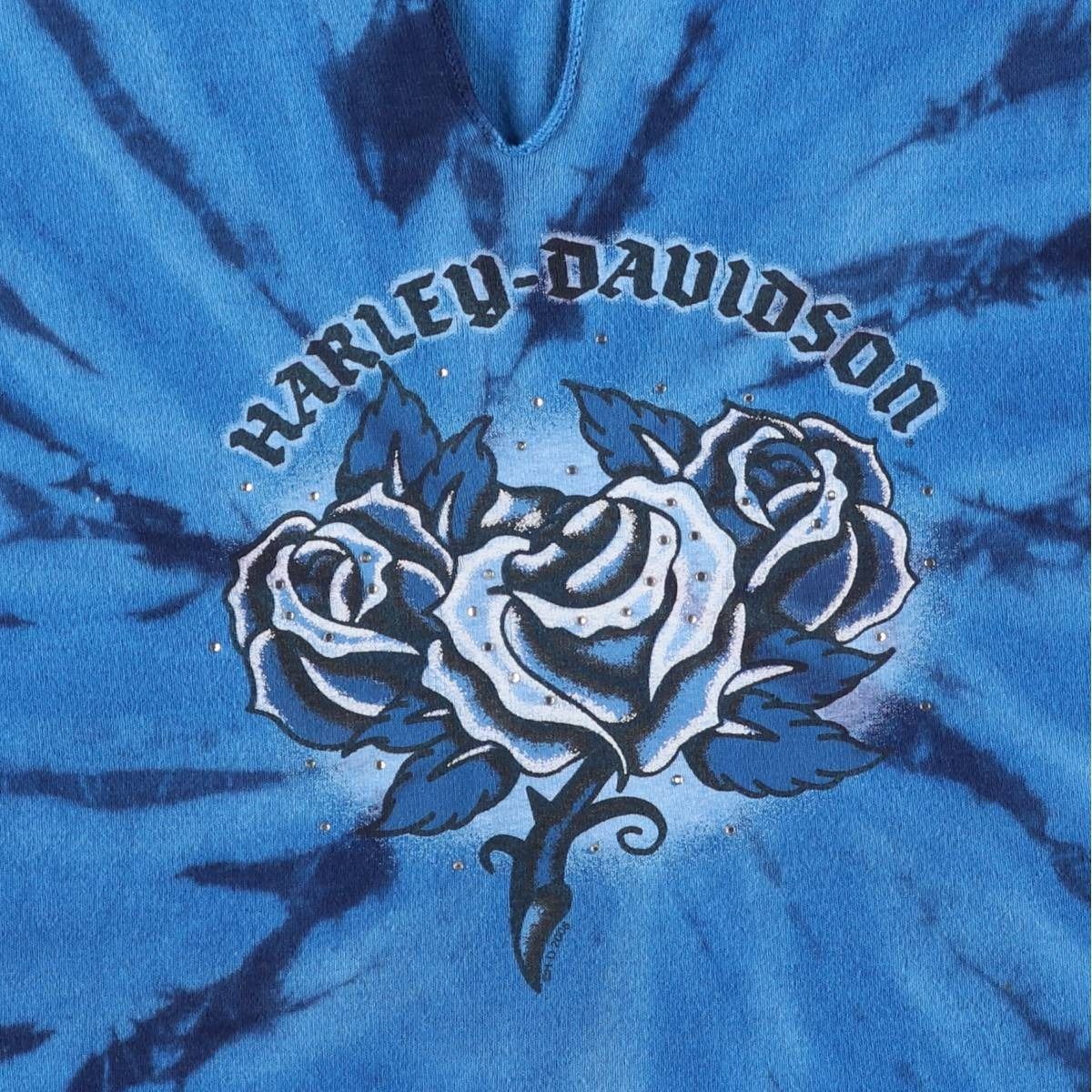 古着 ハーレーダビッドソン Harley-Davidson 花柄 タイダイ柄 スリット
