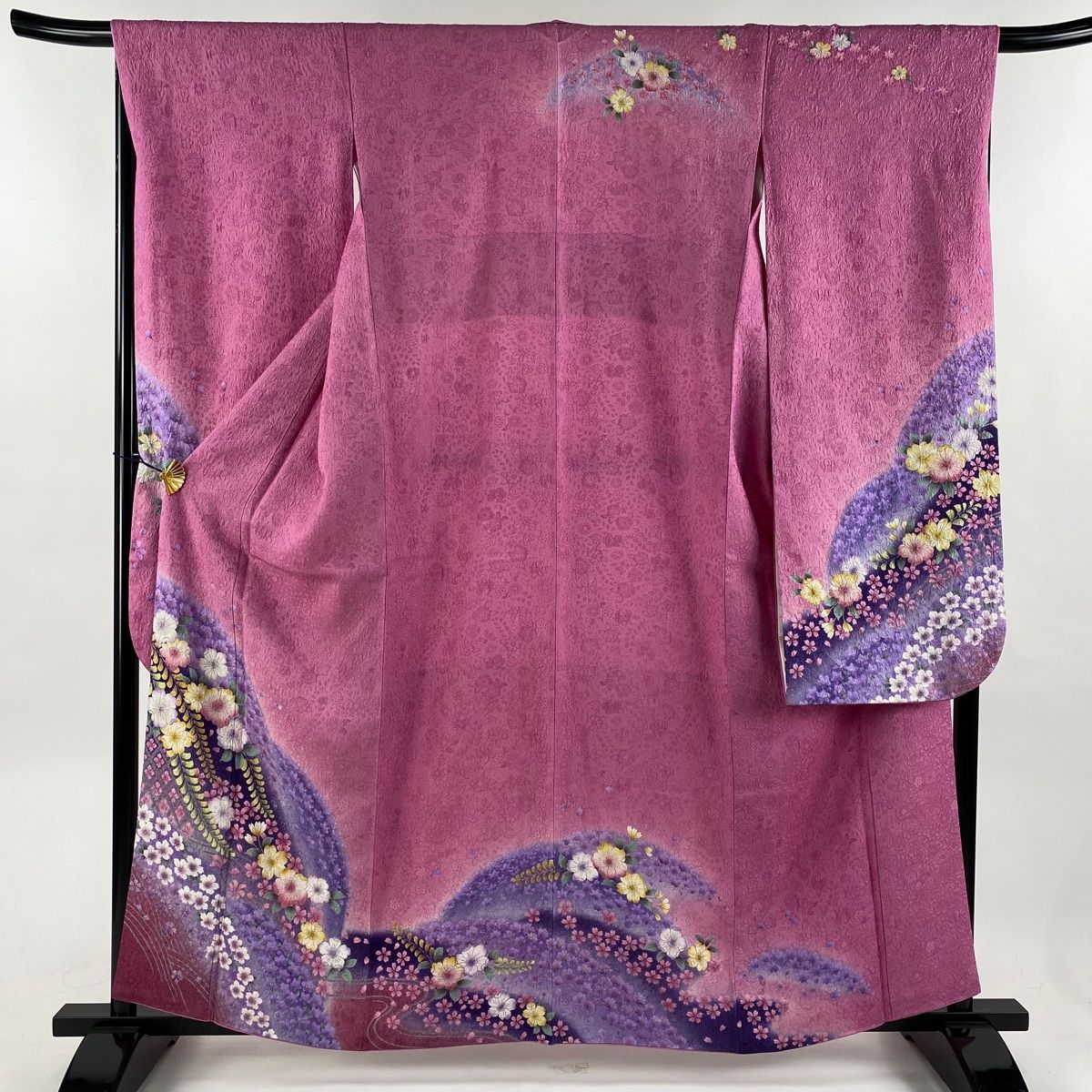 銀通し 刺繍 梅花 桜花 振袖 襦袢セット 着物 021a p 銀通し 刺繍 梅花 桜花 振袖 襦袢セット 着物 021a p