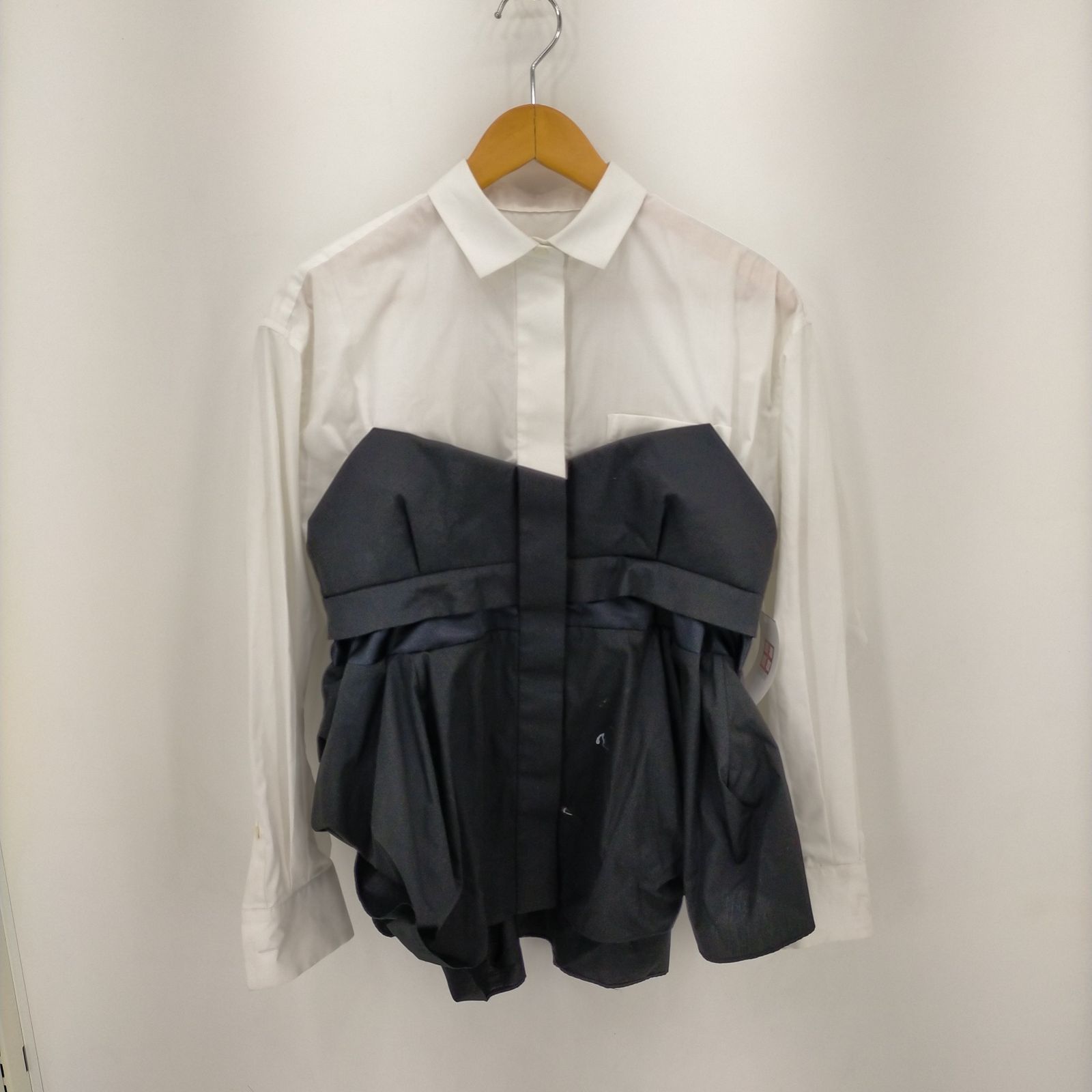 サカイ Sacai 22AW BUSTIER DETAIL PEPLUM COTTON POPLIN SHIRT  ビスチェディテールドッキングペプラムシャツ レディース JPN：2