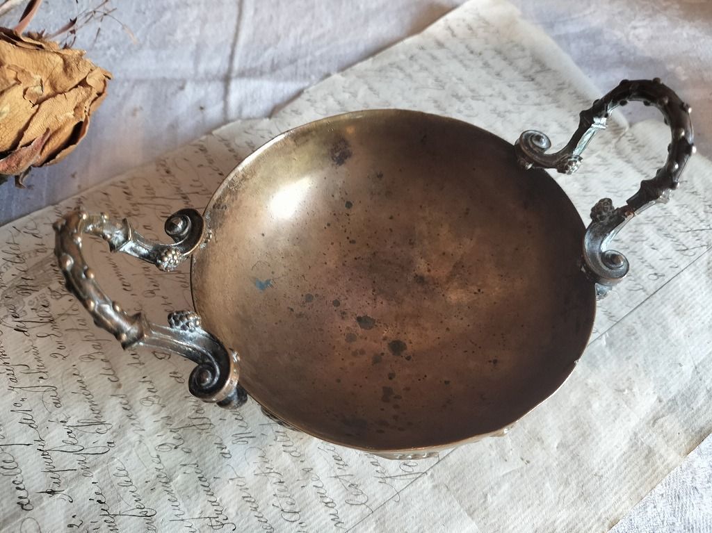 全品本物! フランス アンティーク ブロンズ Ferdinand Barbedienne 取っ手付き 小物入れ 皿 19世紀 全国送料無料!