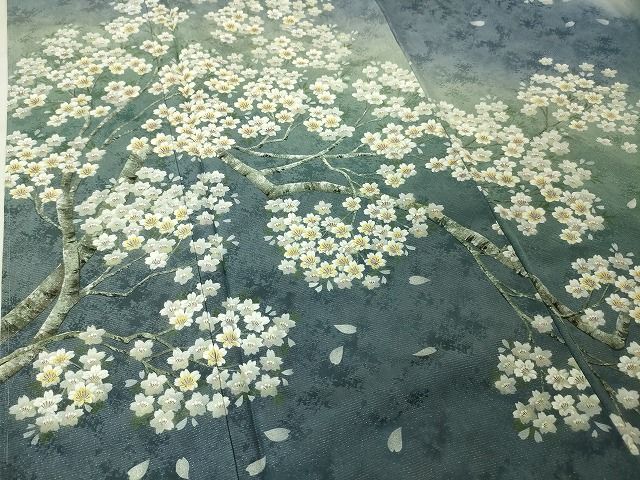 平和屋本店□極上 京友禅の巨匠・頼田勉 臈纈染手描友禅 訪問着 枝桜
