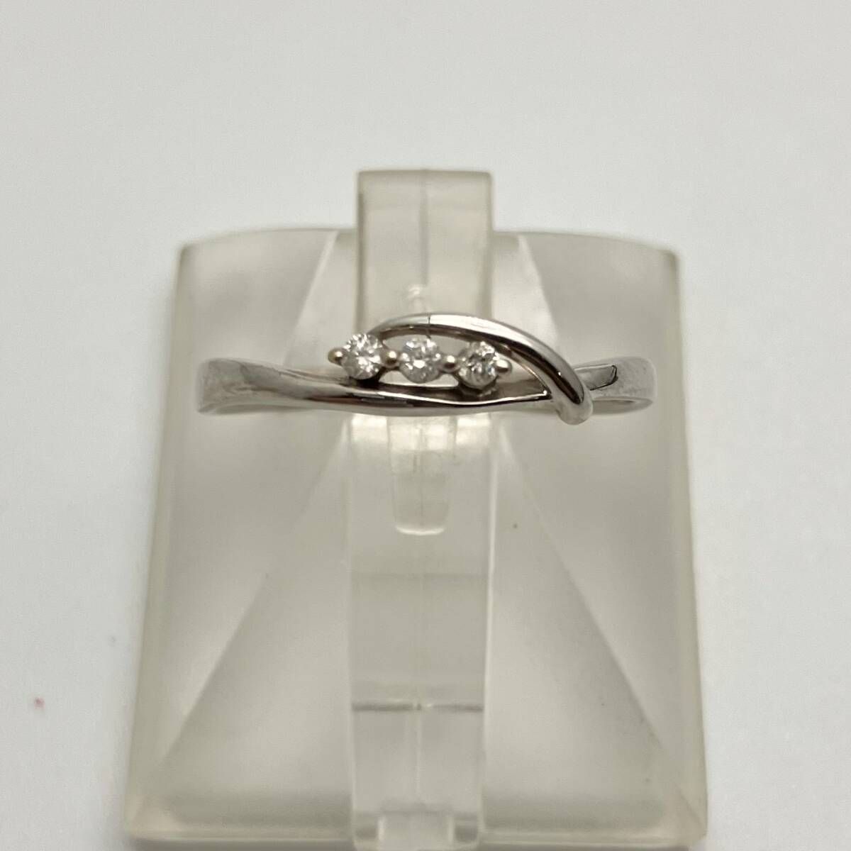 簡易鑑別書付】K10WG 指輪 リング D0.04ct 天然ダイヤモンド 1.00g 11 