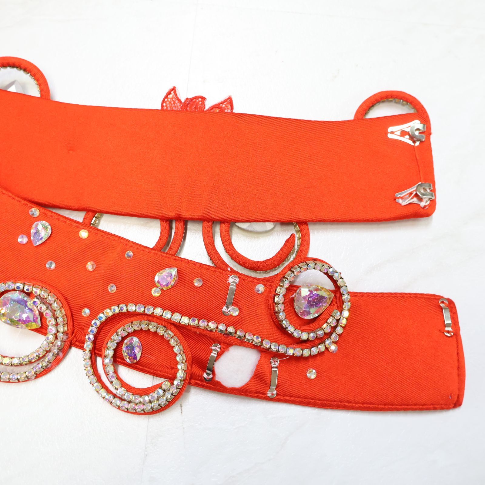 ベリーダンス用 オリエンタル衣装】レッド ラインストーン 真っ赤