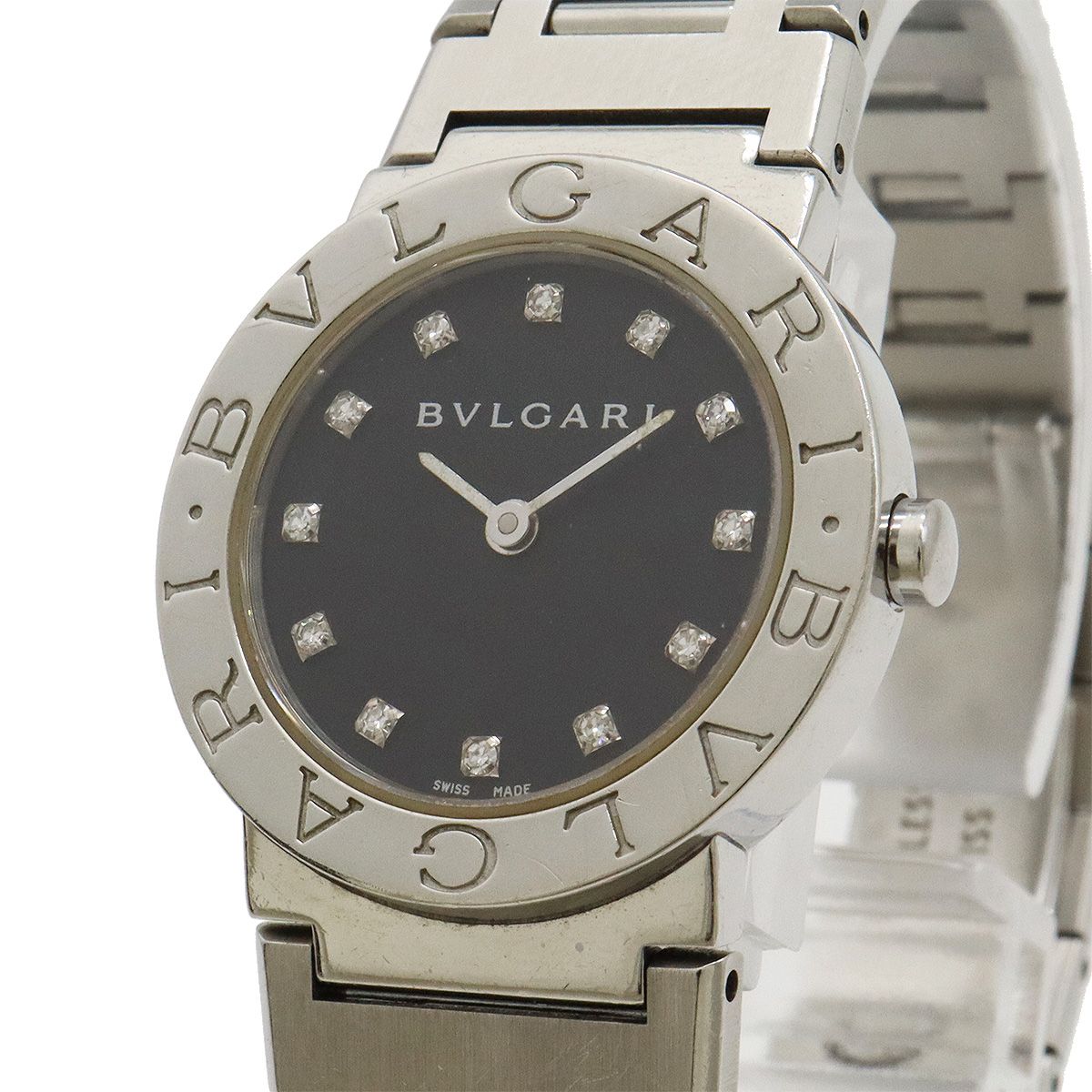BVLGARI ブルガリ ブルガリブルガリ 12Pダイヤ ブラック文字盤 SS
